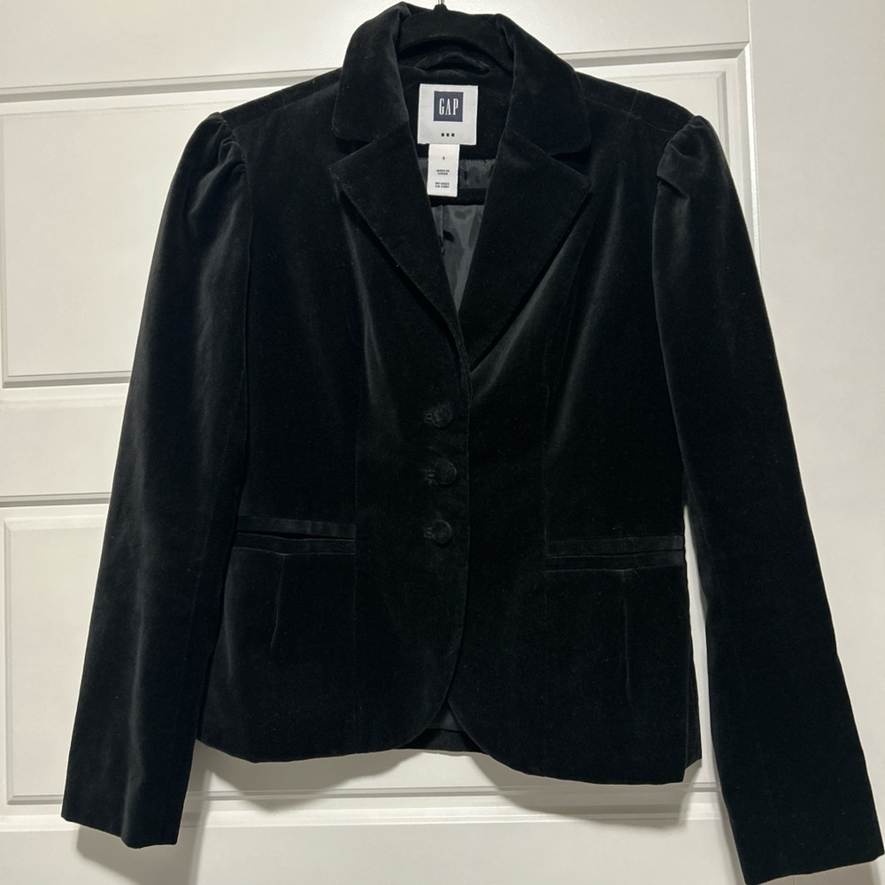 GAP Women's Elegant Black Velvet Blazer